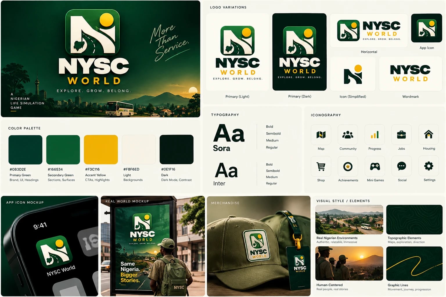 NYSC World brand identity board