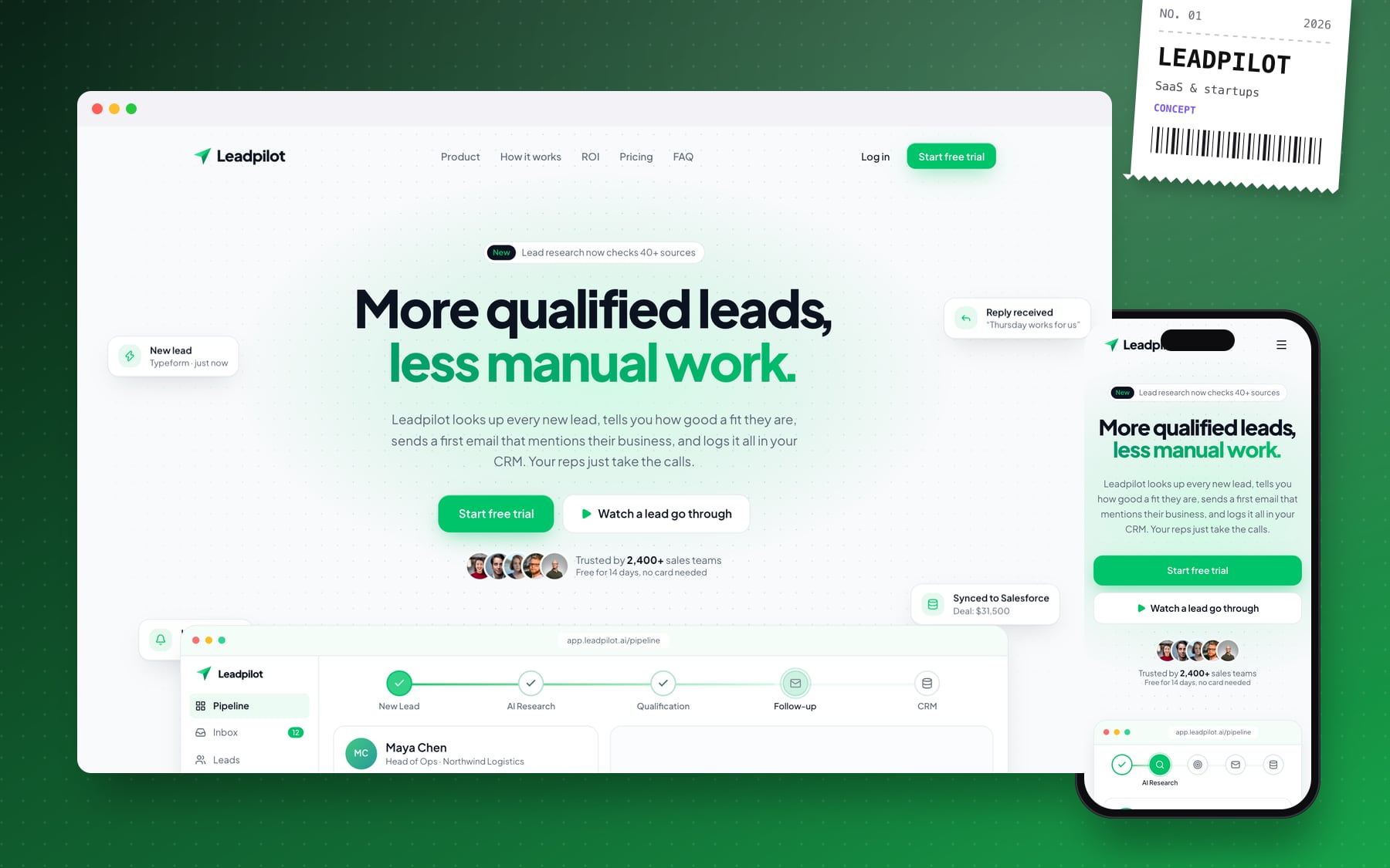 Leadpilot website built from the brand
