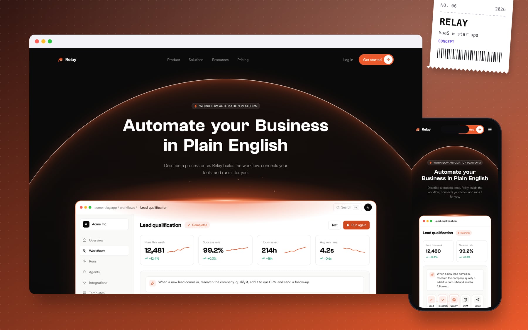 Relay website built from the brand