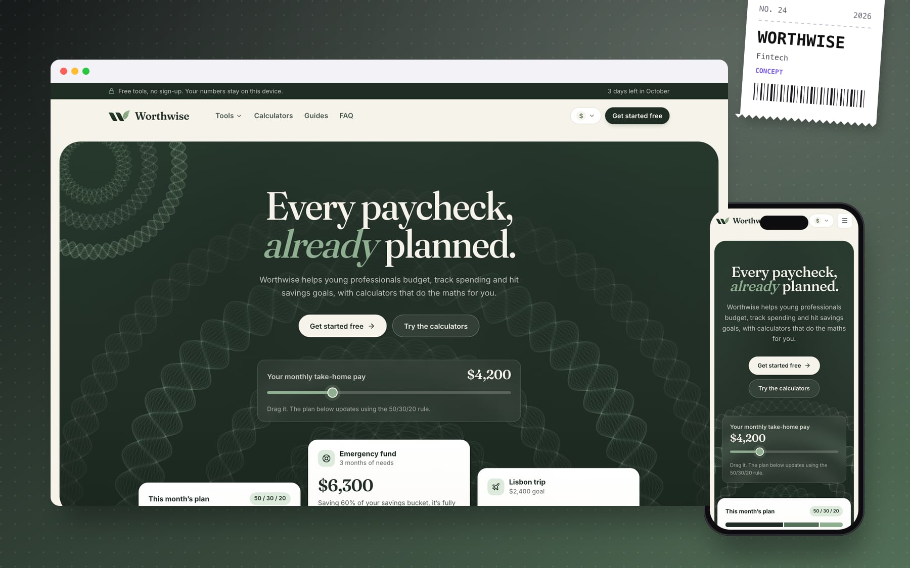 Worthwise website built from the brand